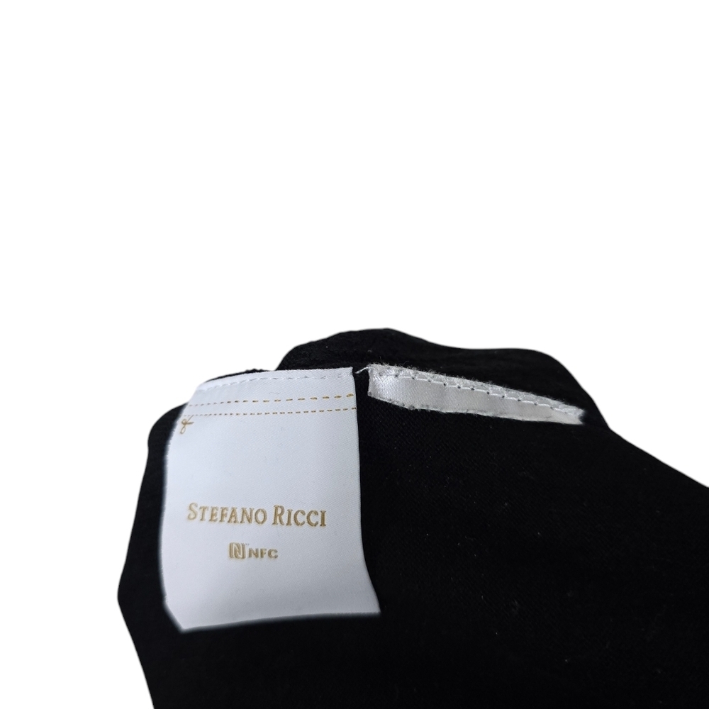 Stefano Ricci Black Blue Trim Knit Polo V Neck Mens Shirt 56 XXL Italy - Picture 7 of 7